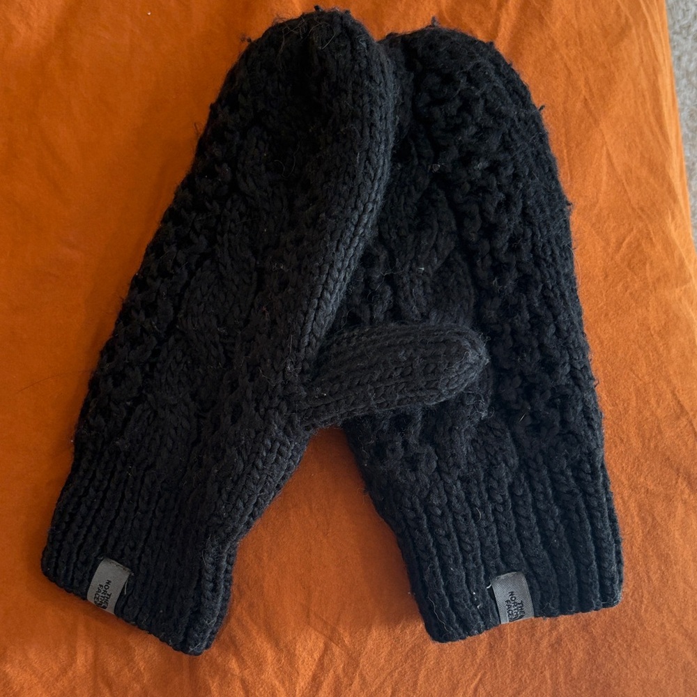 The North Face Black Knit Mittens